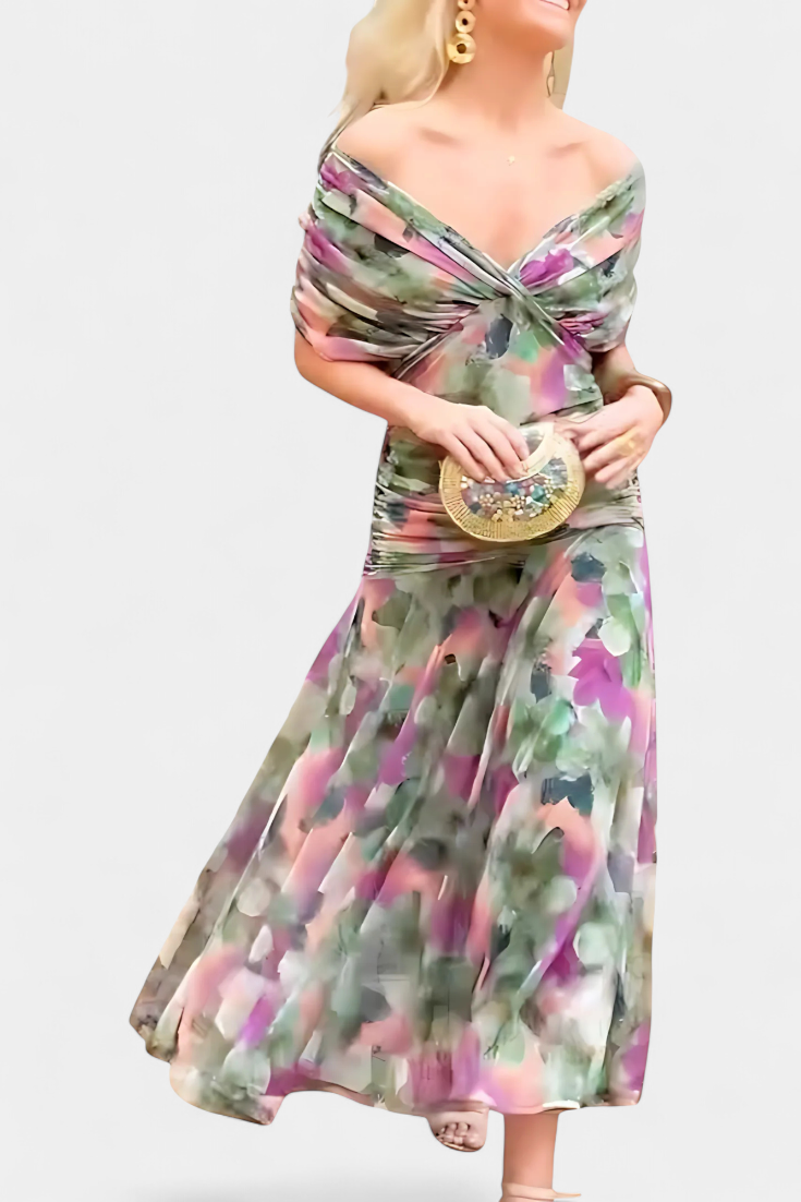 Florena | Vestido Maxi Floral con Escote en V