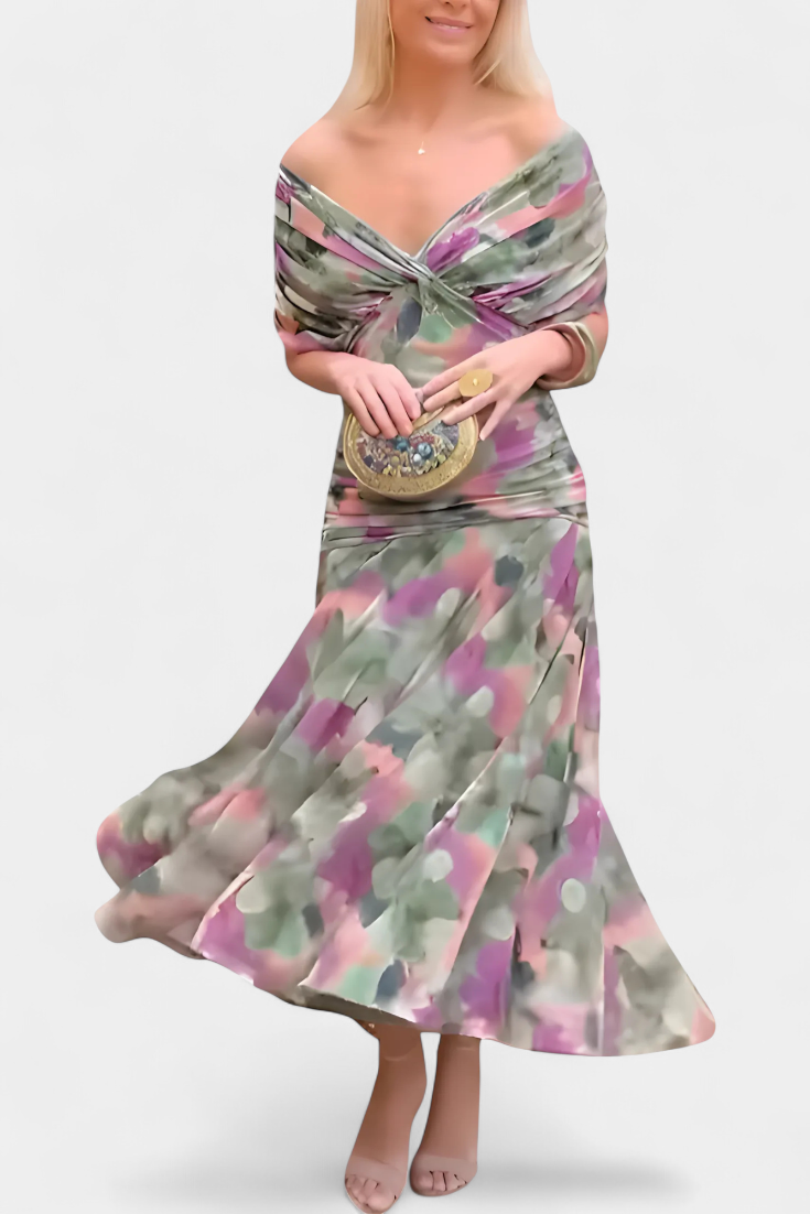 Florena | Vestido Maxi Floral con Escote en V