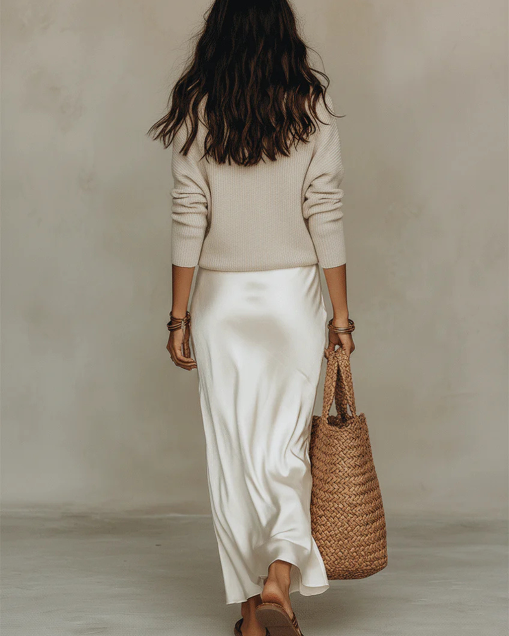 Vestido Midi Satinado con Jersey Incluido