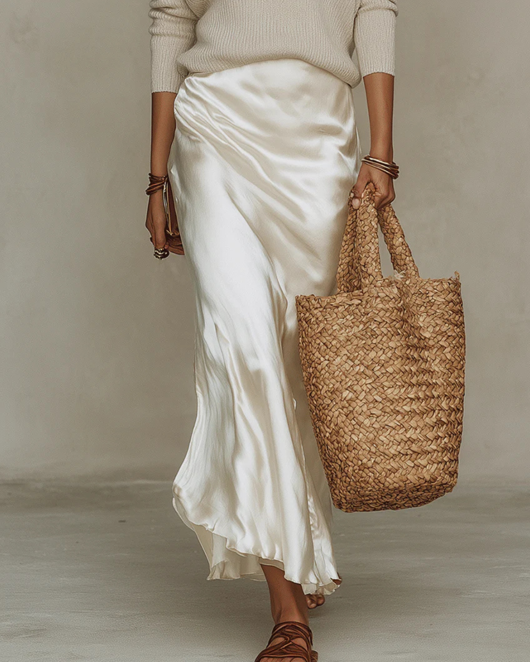 Vestido Midi Satinado con Jersey Incluido