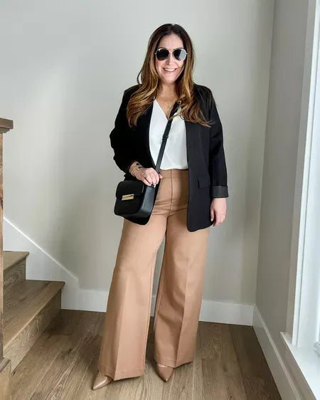 Pantalones de Pata Ancha con Control de Abdomen