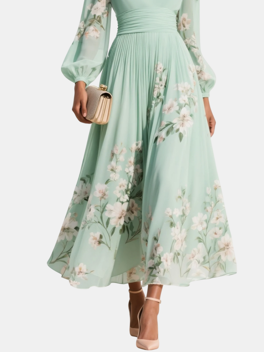 Alba | Vestido Midi Floral con Escote en V