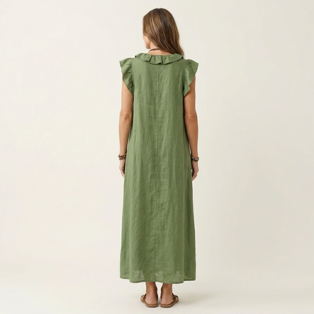 Josette | Vestido Maxi con Escote en V y Volantes