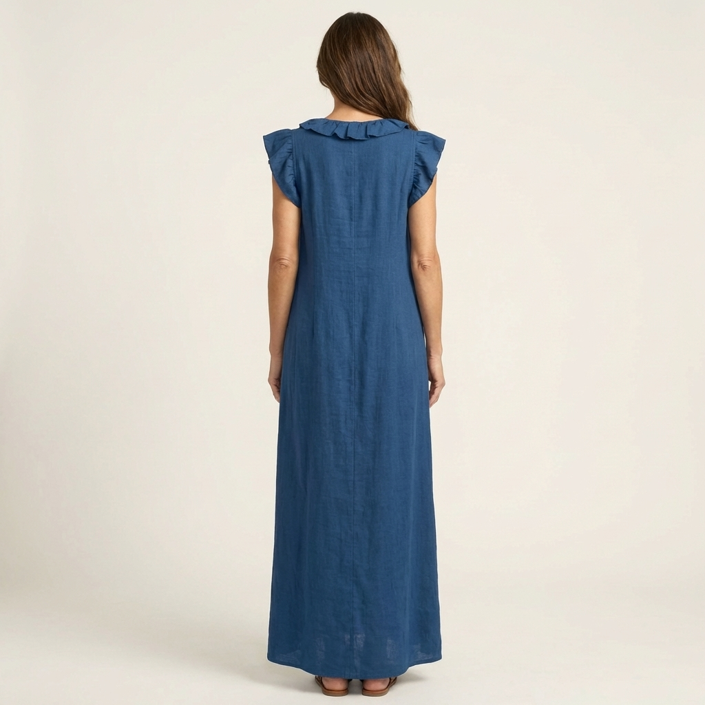 Josette | Vestido Maxi con Escote en V y Volantes