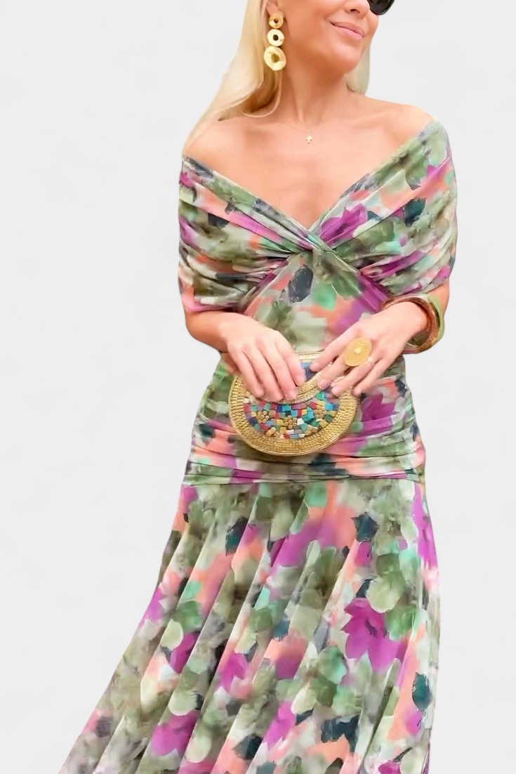 Florena | Vestido Maxi Floral con Escote en V
